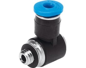 Festo vinkel-forskruning QSMLV-M7-4-I med blå push-in kobling og udvendigt gevind.