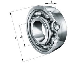 Schaeffler FAG 6203-C sporkugleleje med angivne dimensioner D, d og B.