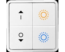 Jumitech Tryk WS4-215B Bluetooth Tunable White, et batteriløst tryk med fire taster og ikoner til lysstyring.