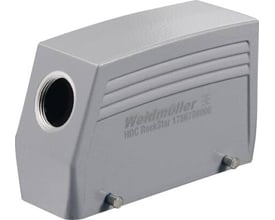 Weidmüller HDC industristik kabelhus størrelse 8 med PG21 kabeludgang i siden og to monteringsbøjler.