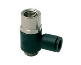 Parker enkel banjo fitting, 6mm ydre diameter, med G1/4" gevind. Fremstillet af holdbart teknisk polymer i sort og metal.
