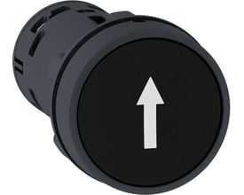Schneider Electric sort trykknap med 1NO kontakt og hvid pil op-symbol, 22 mm montage, IP65.