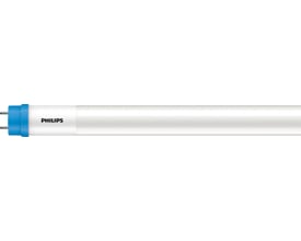 Philips CorePro T8 LED-lysrør, 1500 mm, 20W med 6500K og 2200lm, vist fra siden med blå endestykker.