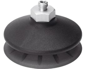 Festo vakuumsuger ESS-80-BT-M10 med 80 mm sugekopdiameter, en grå gummi-sugekop med sort gevindbeslag.