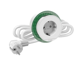 Schneider Electric Unica+ bordstikkontakt i hvid med et 2 meter langt hvidt kabel og et europæisk stik.