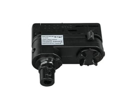 V-TAC pendeladapter i sort plast med 3-faset skinneforbindelse og aflastning, vist isoleret.