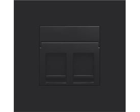 Niko afdækning i sort til dataudtag med plads til 2xRJ45 stik og integreret låge. Stilrent design med mat overflade.