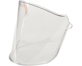 Sidevisning af OX-ON Protective Visor Comfort, et klart, buet visir af polykarbonat med clips til montering.