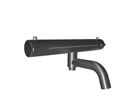 Sort Svedbergs Spika kararmatur med termostat og buet tud; centerafstand 150 mm.