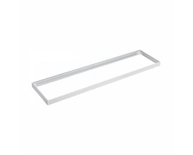 Hvid SpectrumLED-ramme til LED-panel på 30 × 1200 mm, vist skråt med den åbne midte synlig.