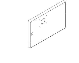 Eaton Tabula låge til q-box 1 i blå, 3x2M, vist som en teknisk tegning med mål og monteringshuller.