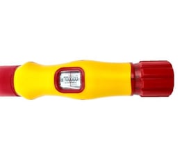 Ironside VDE-momentnøgle med 1/4" fæste og område på 5-25 Nm, vist med gult håndtag og rød endeknap.