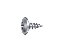 EJOT montageskrue på 4,2 x 19 mm med bredt, rundt hoved, krydskærv og spids gevindende.