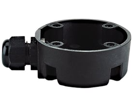 Sort Siemens-adapterfod 8WD4308-0DD med rund åbning og kabeludgang på siden, set skråt oppefra.