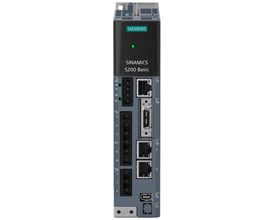 Siemens SINAMICS S200 Basic frekvensomformer med mange tilslutningsmuligheder, fremviser input og output porte.