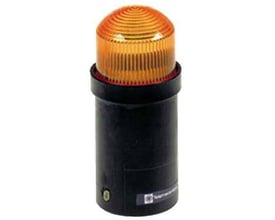 Schneider Electric lystableau XVDLS6B5 med orange blinkende lys, 45mm diameter, 24VDC, lavet af polyamid og polycarbonat.
