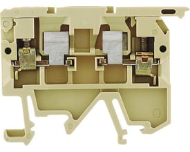 Detaljeret billede af Weidmüller ASK 1/35 PA sikringsklemme for 4 mm² ledere, fremhæver skruemekanismen.