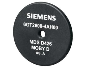 Siemens Transponder MDS D426 chip, sort rund disk med hvid tekst 'SIEMENS', '6GT2600-4AH00', 'MDS D426', 'MOBY D' og 'AS: A'.