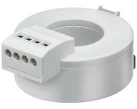 Siemens summationsstrømtransformer med 20mm hul og mærkestrøm på 40A, med terminalblok og mærkning 1S1, 1S2, 2S1, 2S2.