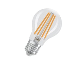 Ledvance LED-standardpære med klart glas, synlige filamenter og E27-sokkel, 806 lm og dæmpbar funktion.