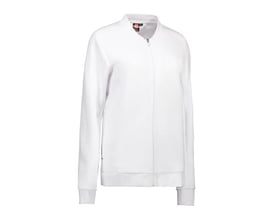 ID Identity Pro Wear dame cardigan i hvid, størrelse 4XL, med YKK lynlås og rib ved kraven.