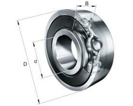 Schaeffler FAG 6002-C-2HRS sporkugleleje med målinger, viser to gummitætninger og kugler.