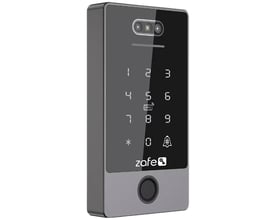 Zafe Reader FACE kodetastatur med ansigtsgenkendelse, sort og gråt med numeriske taster, kamera og rund sensor.