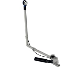 Geberit afløbsgarniture med overløb og kabelbetjent bundventil, 730mm lang, til kar med Ø52mm ventilhul.