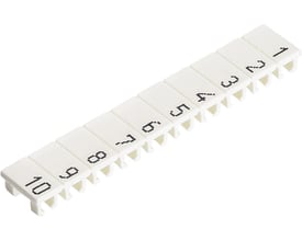 Wieland mærke stribe 9705A/5/10B i hvid, viser numrene 1 til 10 på en række.