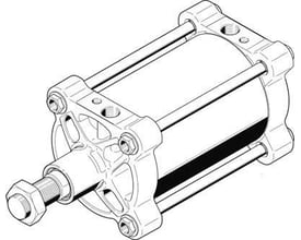 Festo standardcylinder DSBG-160-50-P-N3 med 160mm stempeldiameter og 50mm slaglængde i teknisk tegning.