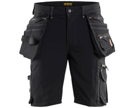 Blåkläder Workwear håndværker shorts i sort, størrelse C54, med mange praktiske lommer og 4-vejs stretch materiale.