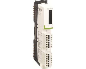 Schneider Electric STB KIT, analog indgangsmodul med 4 ANA indgange og HART-kommunikation, viser tilslutningsterminaler og statusindikatorer.