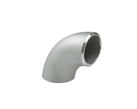 Svejset 90 graders bøjning i rustfrit stål AISI 316L, 6" NB, SCH 40S, med en ydre diameter på 168.28 mm og vægtykkelse på 7.11 mm.