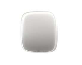 Sanibell SP31 spejl med mathvid aluramme, 100x100 cm, firkantet superellipse form med integreret frontbelysning.
