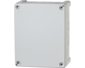 Fibox TEMPO TAM201614 grå kasse med gråt dæksel, 201x163x138 mm, IP65, fremstillet af ABS plast med PUR pakning.