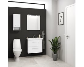 Dansani vaskeskab med 2 skuffer i hvid mat finish, 57,6x60x35 cm, monteret med soft close og diskrete greb.