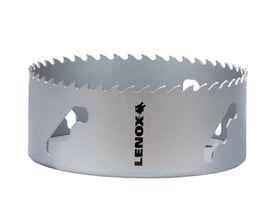 Lenox hulsav med karbidtænder på 127 mm, vist skråt med takkede skærekanter og åbninger i siden.