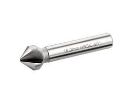 Ironside spidsforsænker HSSE på 16,5 mm med tre skær og 90° vinkel, vist skråt fra siden med cylindrisk skaft.