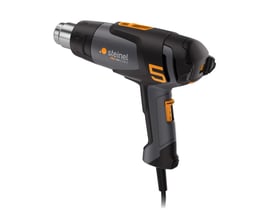 Steinel HM2120 varmluftpistol i sort og grå med orange betjening, metalmundstykke og ledning.