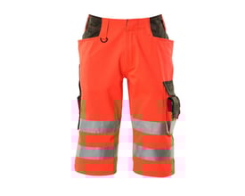 Mascot lange hi-vis shorts i rød/antracit, str. C47, med reflekser og funktionelle lommer.