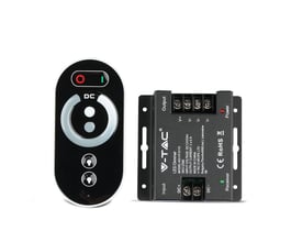 V-TAC 216W LED dæmper og touch-fjernbetjening præsenteret side om side på en neutral baggrund.