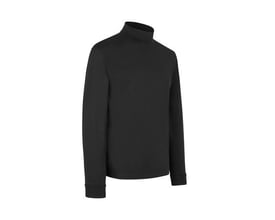 ID Identity sort t-shirt med rullekrave og lange ærmer i størrelse M, vist på hvid baggrund.