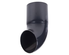 Plastmo vandudkaster i sort plast med en diameter på 110 mm, vist isoleret på hvid baggrund.