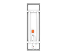 Ledvance hvidt, rektangulært LED-panel til påbygning med PIR-sensor, set bagfra med synlige ledninger og komponenter.
