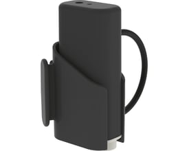 Oras Electra 3V batteriboks i sort plast med en integreret holder og en sort kabeludgang på højre side.