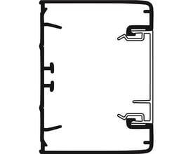 Schneider Electric OptiLine 45 kanaldel, profil i aluminium med eloxeret finish, 75x55 mm, visende monteringsdetaljer.