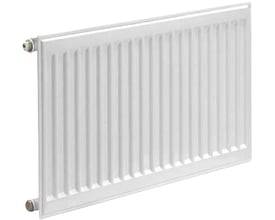 Purmo Compact C11 radiator i hvid med dimensionerne 450 mm i højden og 500 mm i længden, fremstillet af RAL9016 hvidt stål.