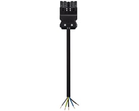 Wieland GST18i5 tilslutningskabel, 5-polet hun/fri, 8 meter langt, sort kabel med 1,5mm² ledere og afisolerede ender.