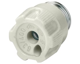 Siemens NEOZED sikringshoved 5SH4 D01 16A i hvid porcelæn med inspektionshul og gevind for montering.
