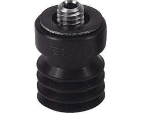 Festo vakuumsuger ESS-10-CN med 10mm sugekopdiameter og 3,3mm kompensator i sort gummi med metalgevind på hvid baggrund.